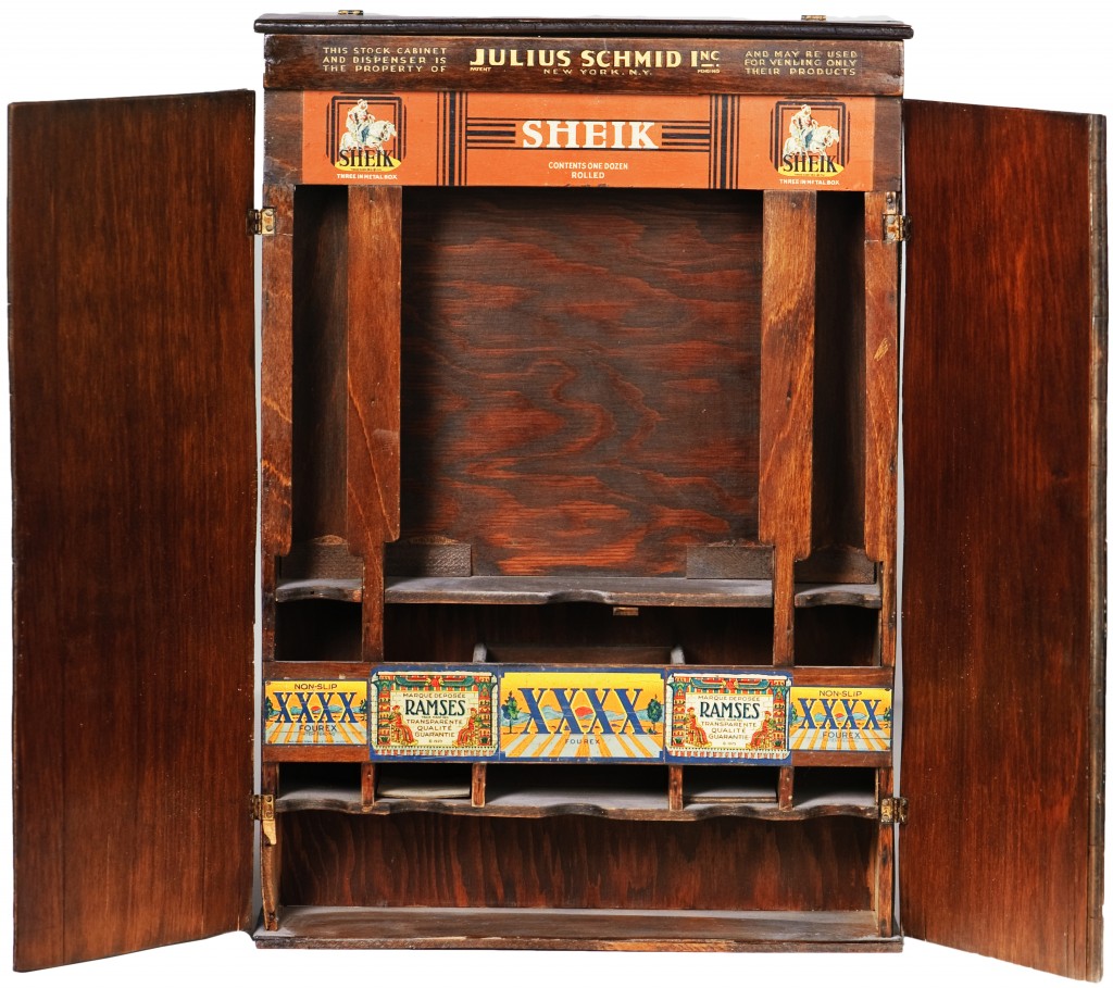 This drugstore cabinet produced by Julius Schmid has privacy doors that could completely conceal its products. Courtesy the Museum of Sex.