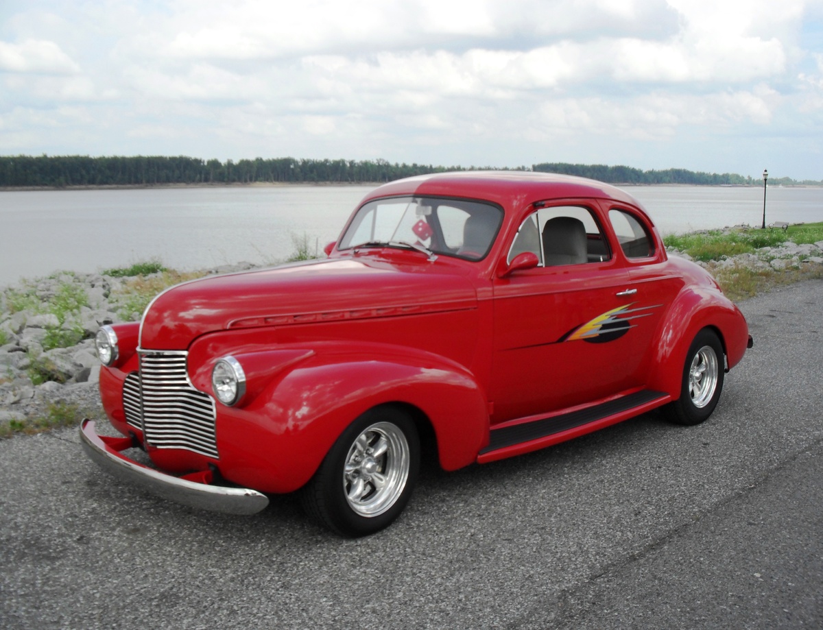 Blue Chopped 1940 Chevy Coupe